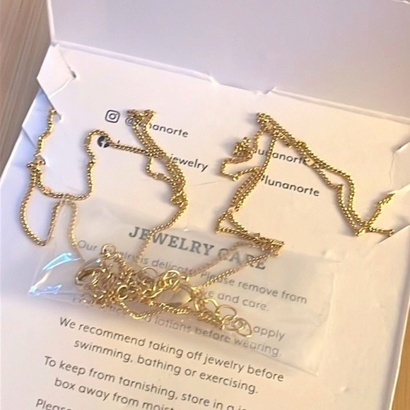 Brand New Luna Norte Genuine Druzy Quartz & Bar 14K Gold Plated Necklace Set - Picture 13 of 14